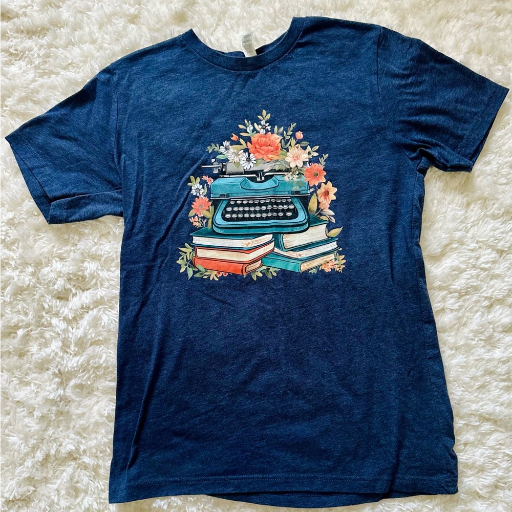 Floral typewriter tee